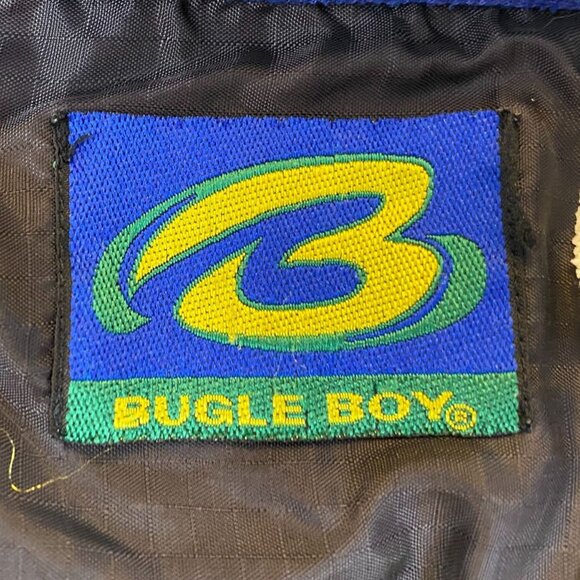 Vintage Bugle Boy Mens Polo Shirt XL Short Sleeve Pinstriped Casual Retro Green - Picture 3 of 6